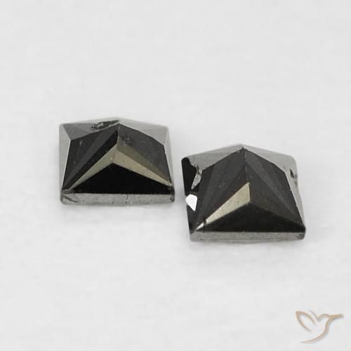 Gemas de Diamante Negro natural de 0.14 ct, Cuadrado, Opaco