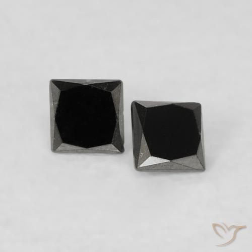 Gemas de Diamante Negro natural de 0.09 ct, Cuadrado, Opaco