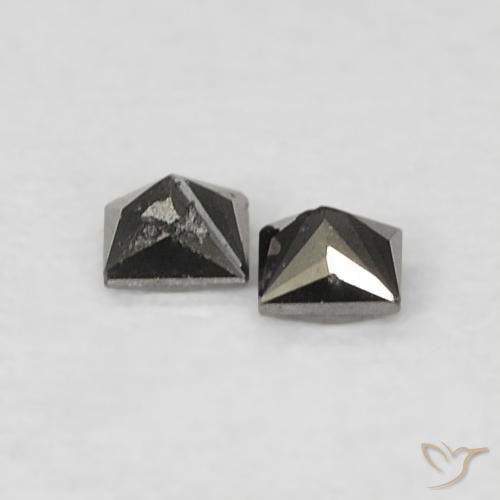 Gemas de Diamante Negro natural de 0.09 ct, Cuadrado, Opaco