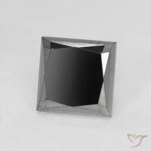 Diamante Negro natural de 0.98 ct, Cuadrado, Opaco