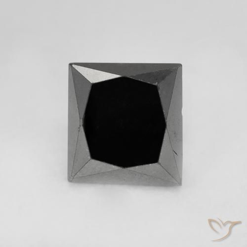 0.99ct Natural Negro Diamante, Cuadrado, Opaco