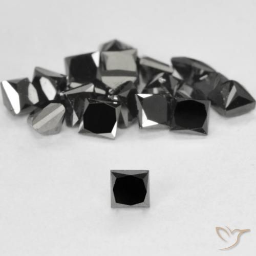 0.12ct Natural Negro Diamante, Cuadrado, Opaco