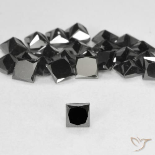 0.13ct Natural Negro Diamante, Cuadrado, Opaco