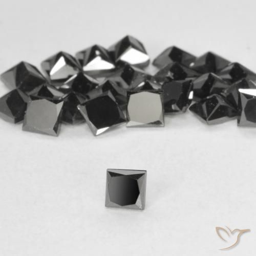 Diamante Negro natural de 0.13 ct, Cuadrado, Opaco