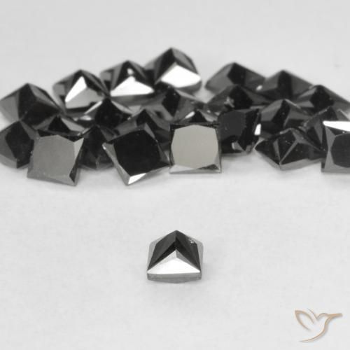 Diamante Negro natural de 0.13 ct, Cuadrado, Opaco