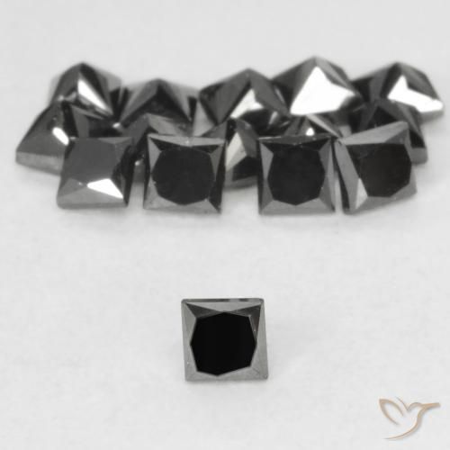 0.08ct Natural Negro Diamante, Cuadrado, Opaco