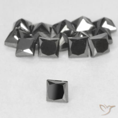 Diamante Negro natural de 0.08 ct, Cuadrado, Opaco