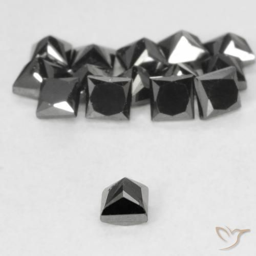 Diamante Negro natural de 0.08 ct, Cuadrado, Opaco