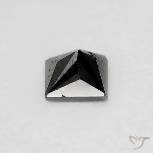 Diamante Negro natural de 0.12 ct, Cuadrado, Opaco