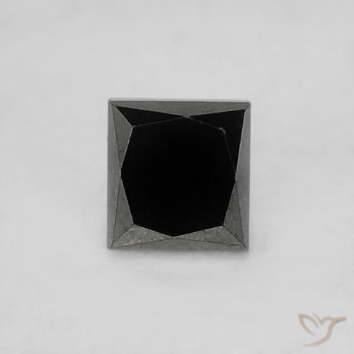 Diamante negro natural de 0,19 ct, cuadrado, opaco