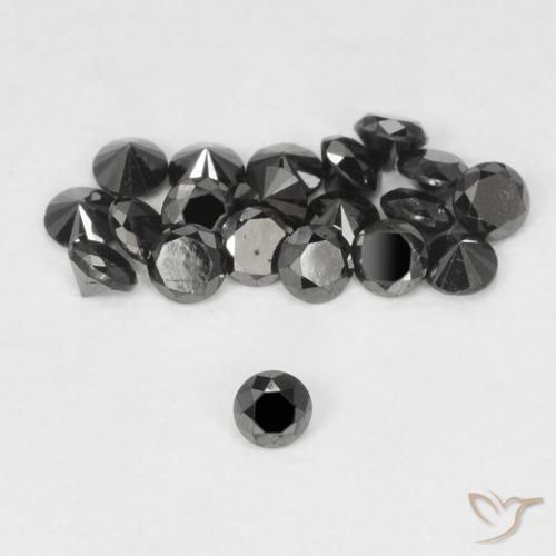 0.03ct Natural Negro Diamante, Redondo, Opaco