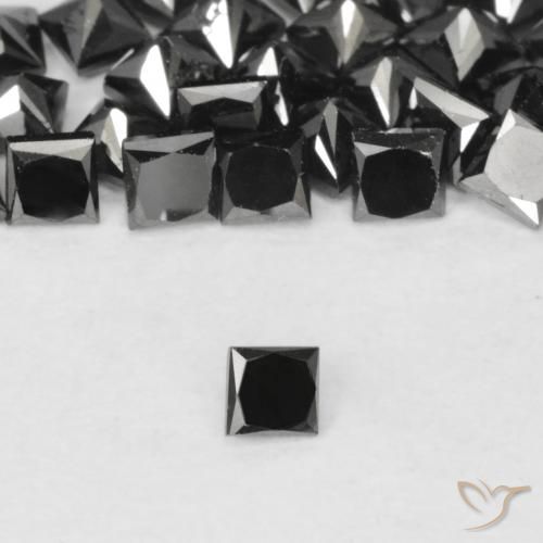 0.10ct Natural Negro Diamante, Cuadrado, Opaco
