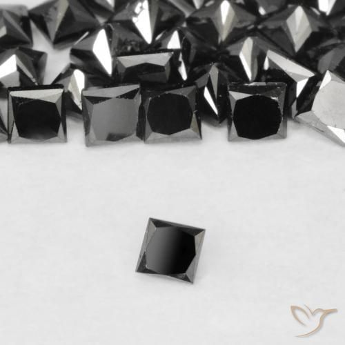 Diamante Negro natural de 0.10 ct, Cuadrado, Opaco