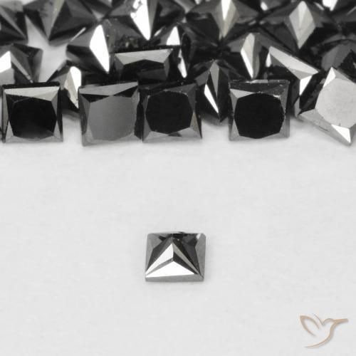 Diamante Negro natural de 0.10 ct, Cuadrado, Opaco
