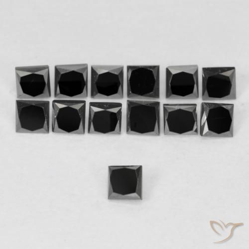 0.11ct Natural Negro Diamante, Cuadrado, Opaco