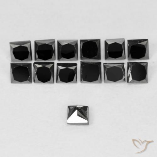 Diamante Negro natural de 0.11 ct, Cuadrado, Opaco