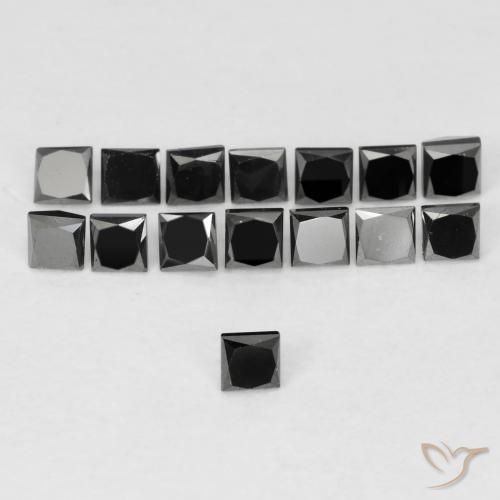 0.09ct Natural Negro Diamante, Cuadrado, Opaco