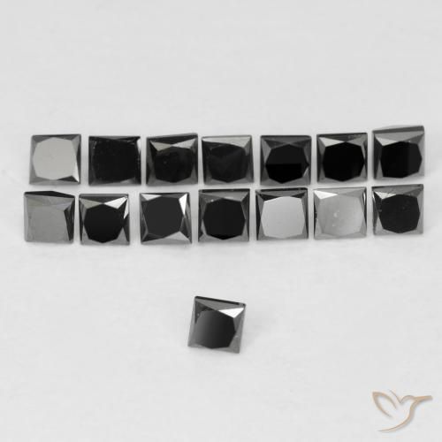 Diamante Negro natural de 0.09 ct, Cuadrado, Opaco