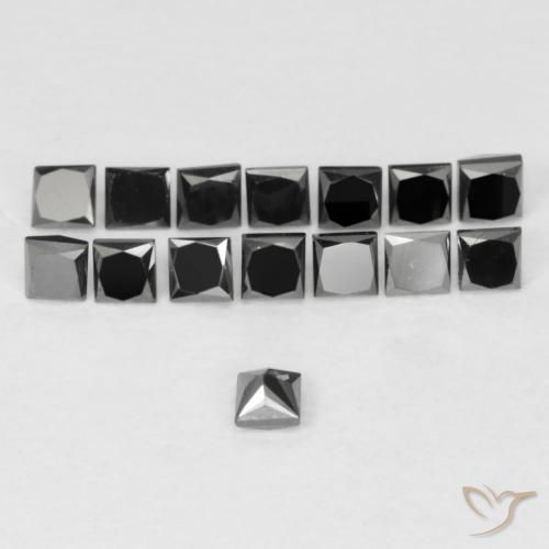 Diamante Negro natural de 0.09 ct, Cuadrado, Opaco