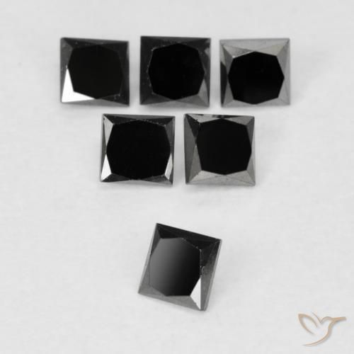 Diamante Negro natural de 0.13 ct, Cuadrado, Opaco