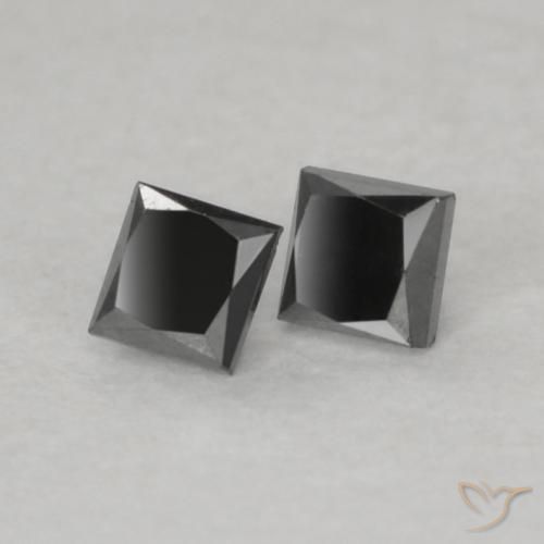 Gemas de Diamante Negro natural de 0.12 ct, Cuadrado, Opaco