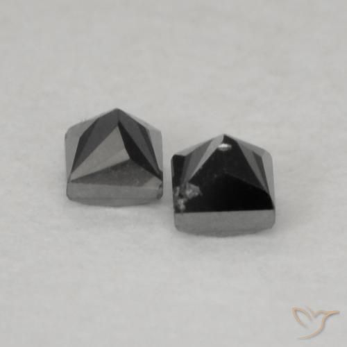 Gemas de Diamante Negro natural de 0.12 ct, Cuadrado, Opaco