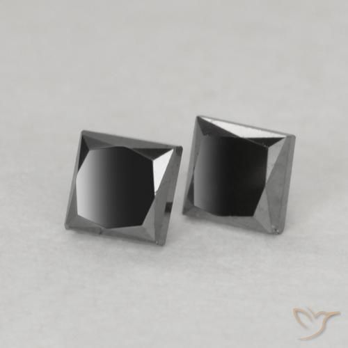 Gemas de Diamante Negro natural de 0.18 ct, Cuadrado, Opaco