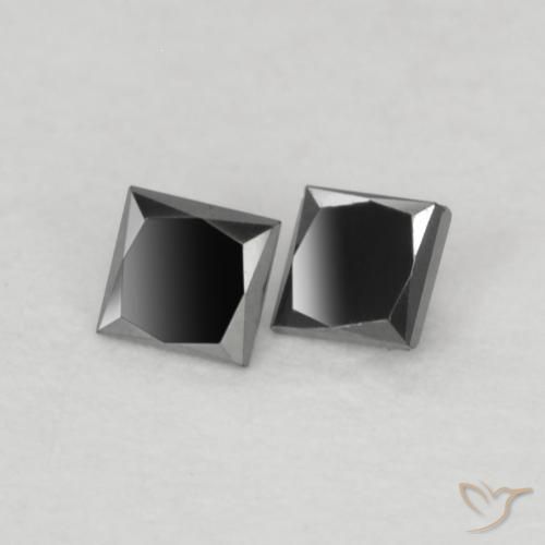 Gemas de Diamante Negro natural de 0.12 ct, Cuadrado, Opaco