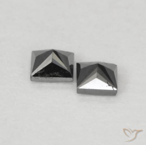 Gemas de Diamante Negro natural de 0.12 ct, Cuadrado, Opaco