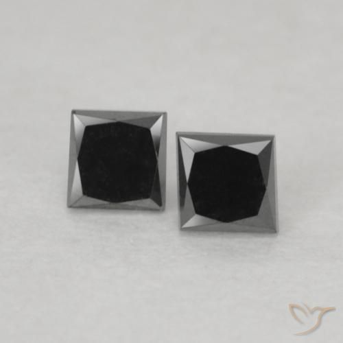 0.19ctw Natural Negro Diamante, Cuadrado, Opaco