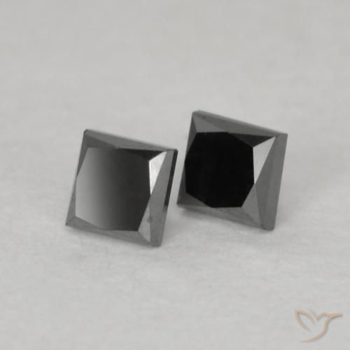 Gemas de Diamante Negro natural de 0.19 ct, Cuadrado, Opaco