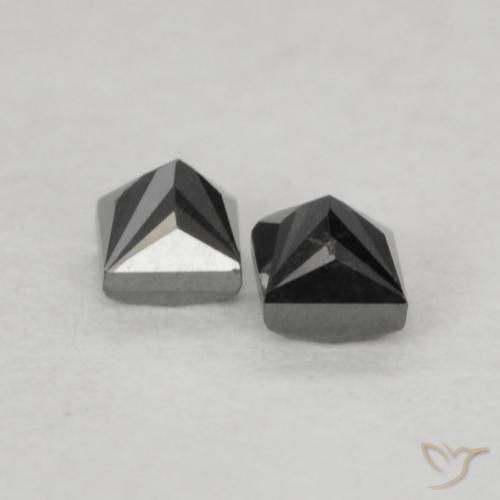 Gemas de Diamante Negro natural de 0.19 ct, Cuadrado, Opaco