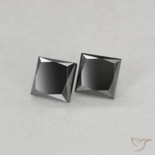 Gemas de Diamante Negro natural de 0.13 ct, Cuadrado, Opaco