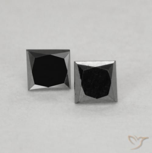 Gemas de Diamante Negro natural de 0.16 ct, Cuadrado, Opaco