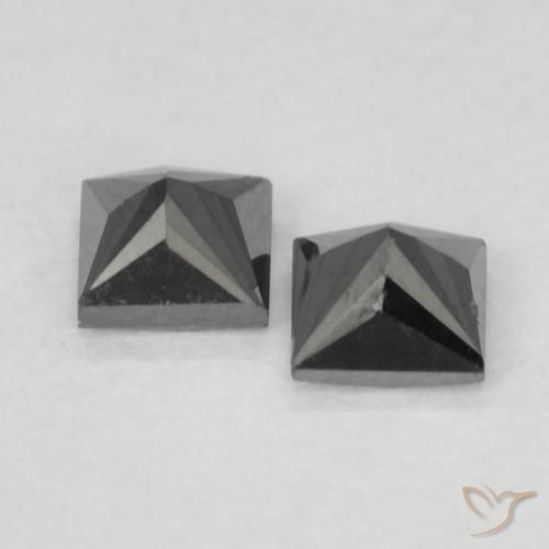 Gemas de Diamante Negro natural de 0.23 ct, Cuadrado, Opaco