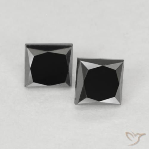 Gemas de Diamante Negro natural de 0.22 ct, Cuadrado, Opaco