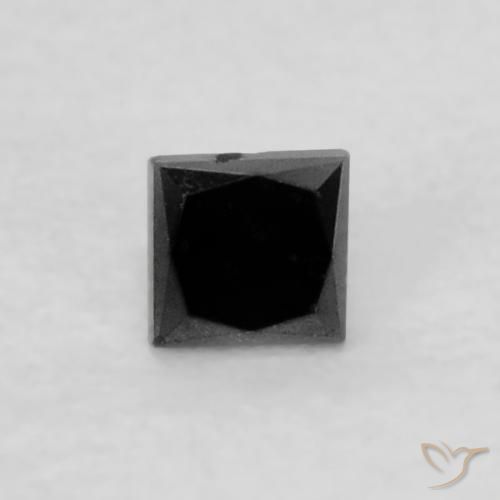 Diamante Negro natural de 0.06 ct, Cuadrado, Opaco