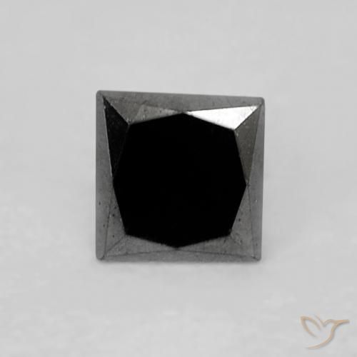 Diamante Negro natural de 0.16 ct, Cuadrado, Opaco