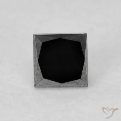 Diamante Negro natural de 0.27 ct, Cuadrado, Opaco