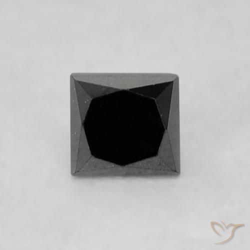 Diamante Negro natural de 0.14 ct, Cuadrado, Opaco