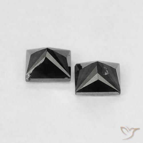 Gemas de Diamante Negro natural de 0.13 ct, Cuadrado, Opaco