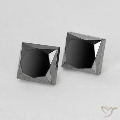 Gemas de Diamante Negro natural de 0.34 ct, Cuadrado, Opaco