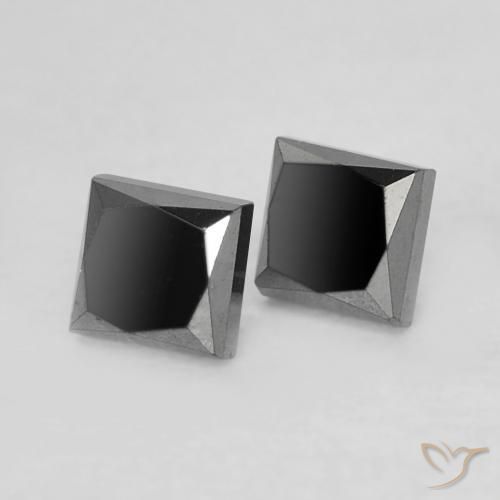 Gemas de Diamante Negro natural de 0.39 ct, Cuadrado, Opaco