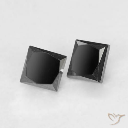 Gemas de Diamante Negro natural de 0.11 ct, Cuadrado, Opaco