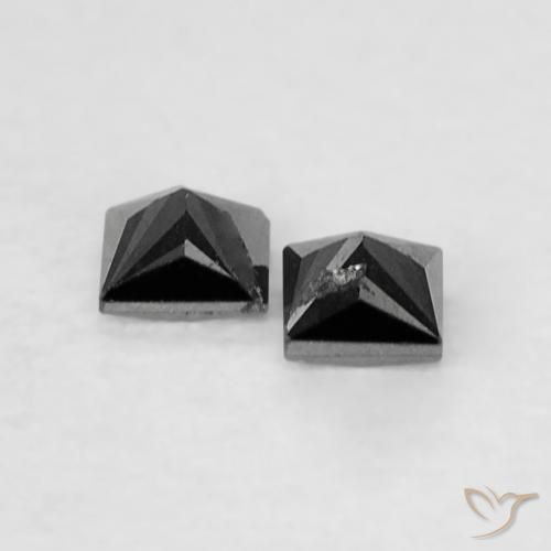 Gemas de Diamante Negro natural de 0.11 ct, Cuadrado, Opaco