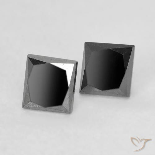 Gemas de Diamante Negro natural de 0.35 ct, Cuadrado, Opaco
