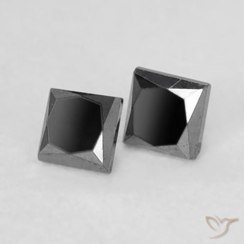 Gemas de Diamante Negro natural de 0.14 ct, Cuadrado, Opaco
