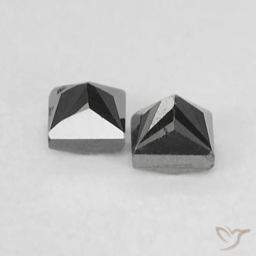Gemas de Diamante Negro natural de 0.14 ct, Cuadrado, Opaco