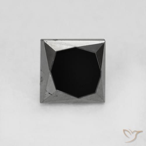 Diamante Negro natural de 0.27 ct, Cuadrado, Opaco