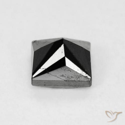 Diamante Negro natural de 0.42 ct, Cuadrado, Opaco